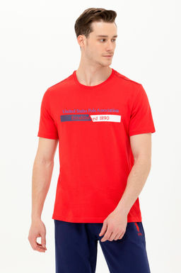Мужская красная футболка с круглым вырезом - U.s. polo assn фото 2