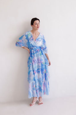 Martichelli Платье голубое с принтом воздушное