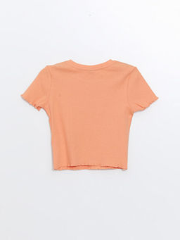 Bisiklet Yaka ?i?ekli K?sa Kollu K?z ?ocuk Ti??rt