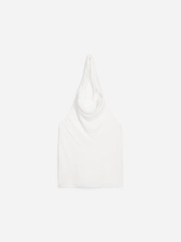 Top de cuello halter en mezcla de lino