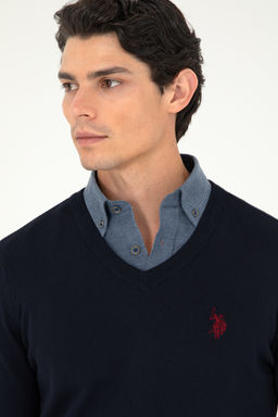 Свитер мужской U.S. Polo Assn темно-синий хлопок фото 16
