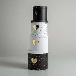 Набор коробок для цветов 4 в 1, упаковка подарочная, Чёрно-белый, 14?14?13 см - 20?20?17.5 см