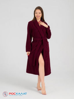 Женский махровый халат с шалькой темно-бордовый МЗ-02 (122) - Росхалат фото 11