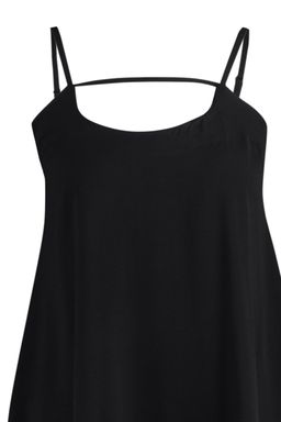 TRENDYOLMILLA Siyah Rahat Kesim Ask?l? Yaka Detayl? Mini Dokuma Elbise TWOSS22EL00594