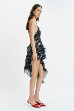 VESTIDO DRAPEADO LUNARES / Negro / Crudo - Zara фото 4