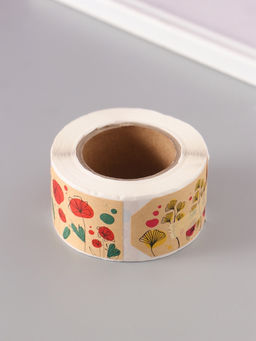 Наклейка бумага крафт Бирки. Цветы, 3?5 см 200 шт., в рулоне