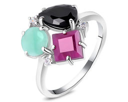 Кольцо, изумруд берилл , рубин корунд , сапфир корунд, Изящество