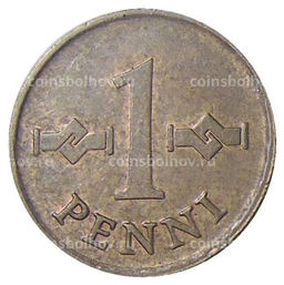 Монета 1 пенни 1966 года Финляндия