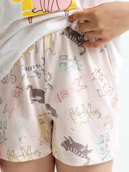 Пижама для девочек (футболка, шорты) в белом и нежно-розовом цвете с принтом - Mark formelle фото 5