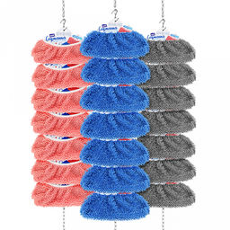 Набор "ХИТ" 21шт: насадка на швабру "Служанка" из 3-х цветов: серый - 7шт, коралловый - 7шт, голубой - 7шт, микрофибра 30х13см, на резинке, подвес-цепочка - 3шт, металл, 1м, Домашняя мода (Россия)