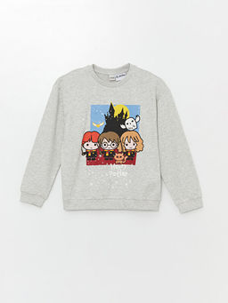 Bisiklet Yaka Harry Potter Bask?l? Uzun Kollu K?z ?ocuk Sweatshirt