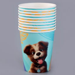Цена за 10 шт. Стакан бумажный Щенок, 250 мл