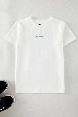 Ekru Erkek Cocuk S?rt Bask?l? Orme T-Shirt TKDAW25TS00024 - Trendyolmilla фото 3
