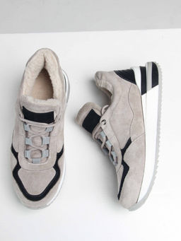 Кроссовки 150.maskgr. каменный замша/Мех