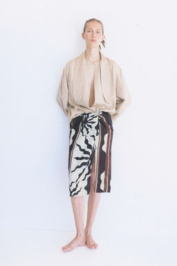 Falda en mezcla de lino con detalle girado - H&m фото 2