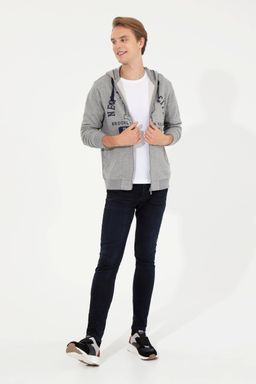 U. S. Polo Assn / Мужской серый меланжевый вязаный кардиган - U.s. polo assn фото 4