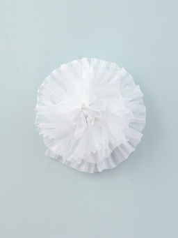 Цена за 12 шт. Бант для волос на резинке «Школьница», двойной, полосы, d=10 см, белый