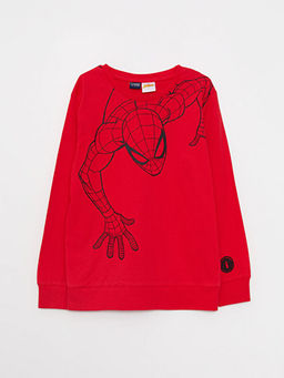Bisiklet Yaka Spiderman Bask?l? Uzun Kollu Erkek ?ocuk Ti??rt