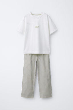 6-14 A?OS/ PIJAMA ESTAMPADO RAYAS / Verde