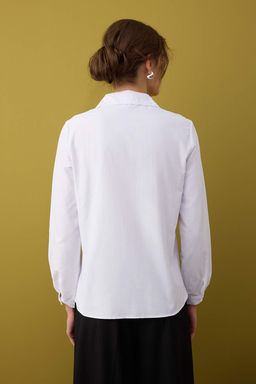 Beyaz Dokulu Oversize Dokuma Gomlek TWOAW26GO00019 - Trendyolmilla фото 4