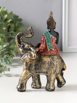 Фигурка полистоун «Будда в ярком наряде, на слоне», 5.5×11×16.5 см