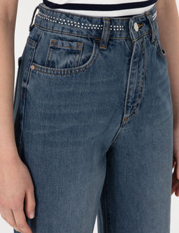 _ndigo Waist Flare Fit Jean Pantolon