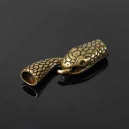 Цена за 2 шт. Замок-концевик «Змея», 36-12 мм (внутр. 6,5 мм), крючок с ответной частью, (набор 2 шт.), цвет бронзовый