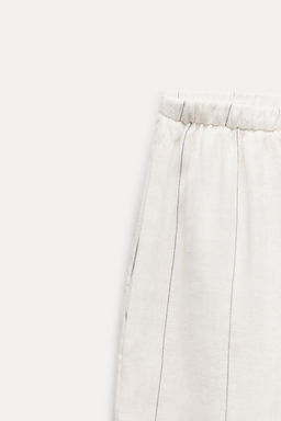 STRIPED 100% LINEN TROUSERS - Zara фото 7