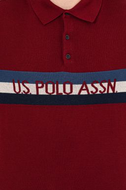 U. S. Polo Assn Мужской бордово-красный трикотаж с воротником поло - U.s. polo assn фото 6