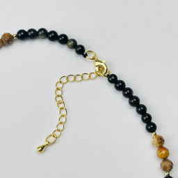 Колье из золотистого Обсидиана и песочной Яшмы 42 см +