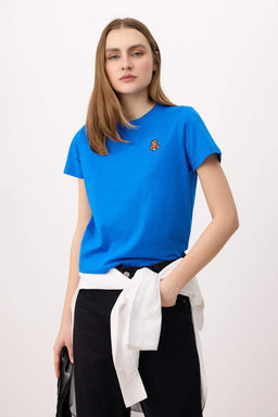 Sar? Regular/Normal Kal?p K?sa Kollu Nak?sl? Tok %100 Pamuk Orme T-shirt TWOSS26TS00232 - Trendyolmilla фото 9