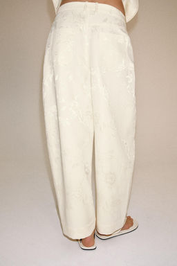 PANTAL?N BARREL JACQUARD ZW COLLECTION / Crudo / Beige - Zara фото 4