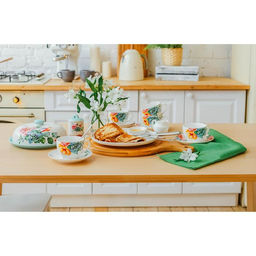 Сервиз чайный Доляна Пташка, 12 предметов: 6 чашек 250 мл, 6 блюдец d=15 см, фарфор, белый