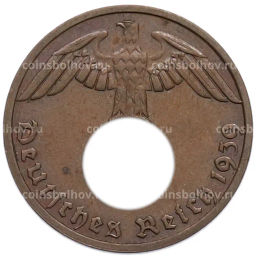 Монета 1 рейхспфенниг 1939 года E Германия
