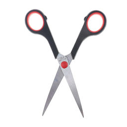 Цена за 24 шт. Ножницы канцелярские 17.5 см пластиковые ручки, в картонной коробке, МИКС