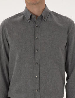 Gri Flanel Dokulu Slim Fit Uzun Kollu G_mlek - Pierre cardin фото 6