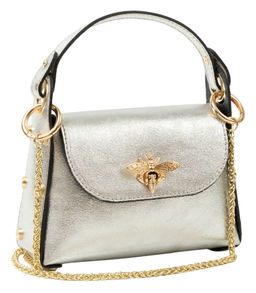 Сумка женская Sefaro из телячьей кожи маленькая серебристая