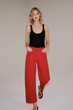 JEANS ZW COLLECTION RELAXED TIRO MEDIO / Rojo - Zara фото 5
