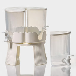 Диспенсер для напитков вращающийся Доляна, 4 отделения 1.6 л, 4 стакана 350 мл, белый