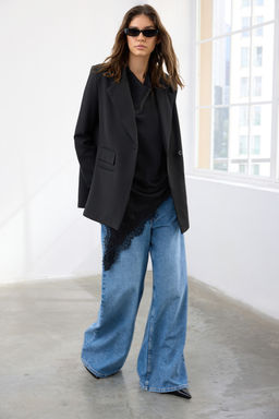 TRENDYOLMILLA Haki Oversize Astarl? Dokuma Blazer Ceket TWOAW24BC00070