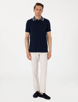 Bej Slim Fit Keten Kar___ml_ Pantolon