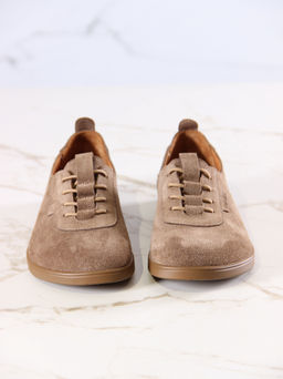 Туфли женские демисезонные 185.астиbr.Серо-коричневая замша/Кожа