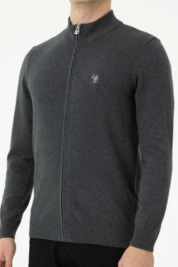 Мужской базовый трикотажный кардиган антрацитового меланжа - U.s. polo assn фото 13