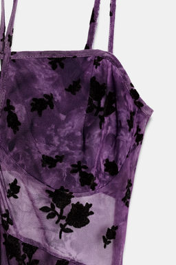 VESTIDO LARGO TUL FLOCADO / Morado - Zara фото 8