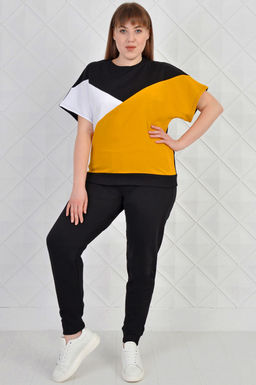 Арт. 2343 Костюм с брюками женский 50-58 (5 шт) Цвет:верх-черный, белый, горчичный, низ-черный - Калинка фото 2