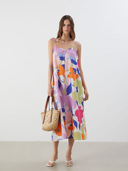 V Yaka ?i?ekli Elbise