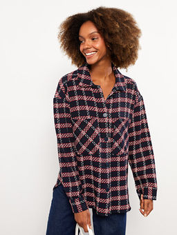 Ekose Uzun Kollu Kad?n G?mlek Ceket