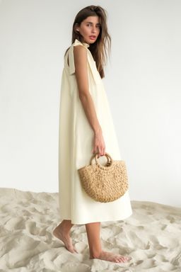 Сарафан миди на бретельках бледно-сиреневый - Fly фото 5