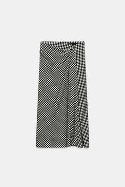 DRAPED GINGHAM SKIRT - Zara фото 8