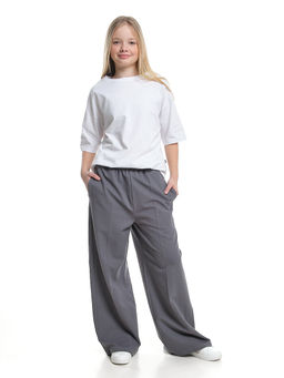 Брюки со стрелками для девочки подросткам 22-2010 серый джинс - Mini maxi фото 2